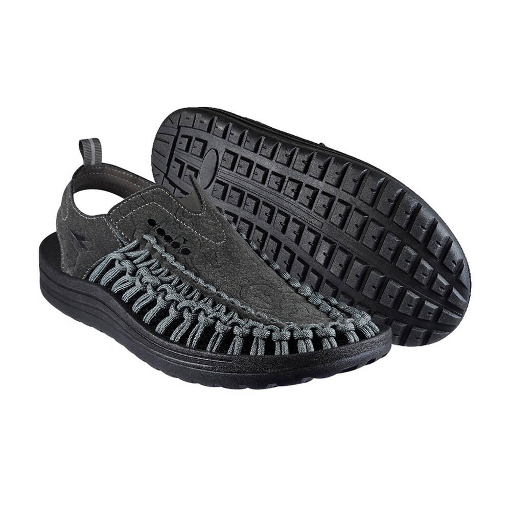 DIADORA迪亞多那 魷魚兩棲編織涼鞋 男鞋 時尚 簡約 素色 水陸兩用 反光 吸震 輕量 耐磨 耐用 止滑 黑 灰, 黑,28, large