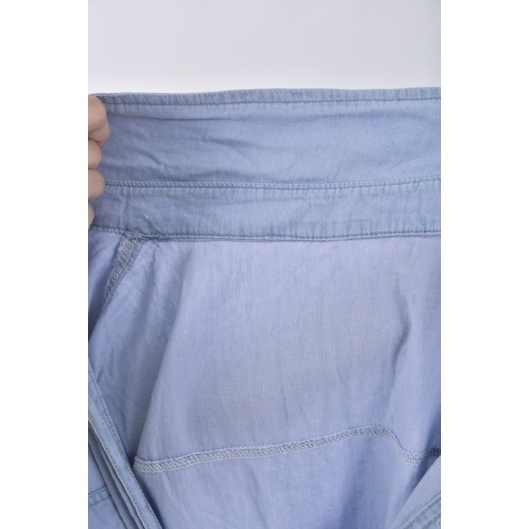 (S) 質感丹寧牛仔排扣藍色洋裝二手衣, , large