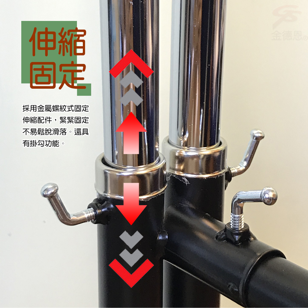 金德恩 GS MALL 台灣製造 蝴蝶雙桿曬衣架 附滾輪 曬衣架 雙桿架100-166cm 棉被架 收納架 衣櫥架 晾曬架, , large