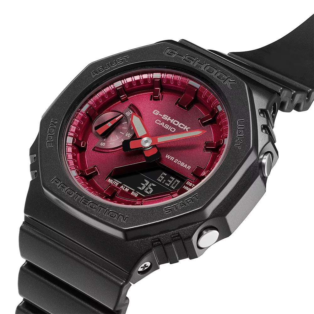 CASIO 卡西歐 G-SHOCK 八角 勃根地酒紅系列 雙顯手錶 GMA-S2100RB-1A, , large