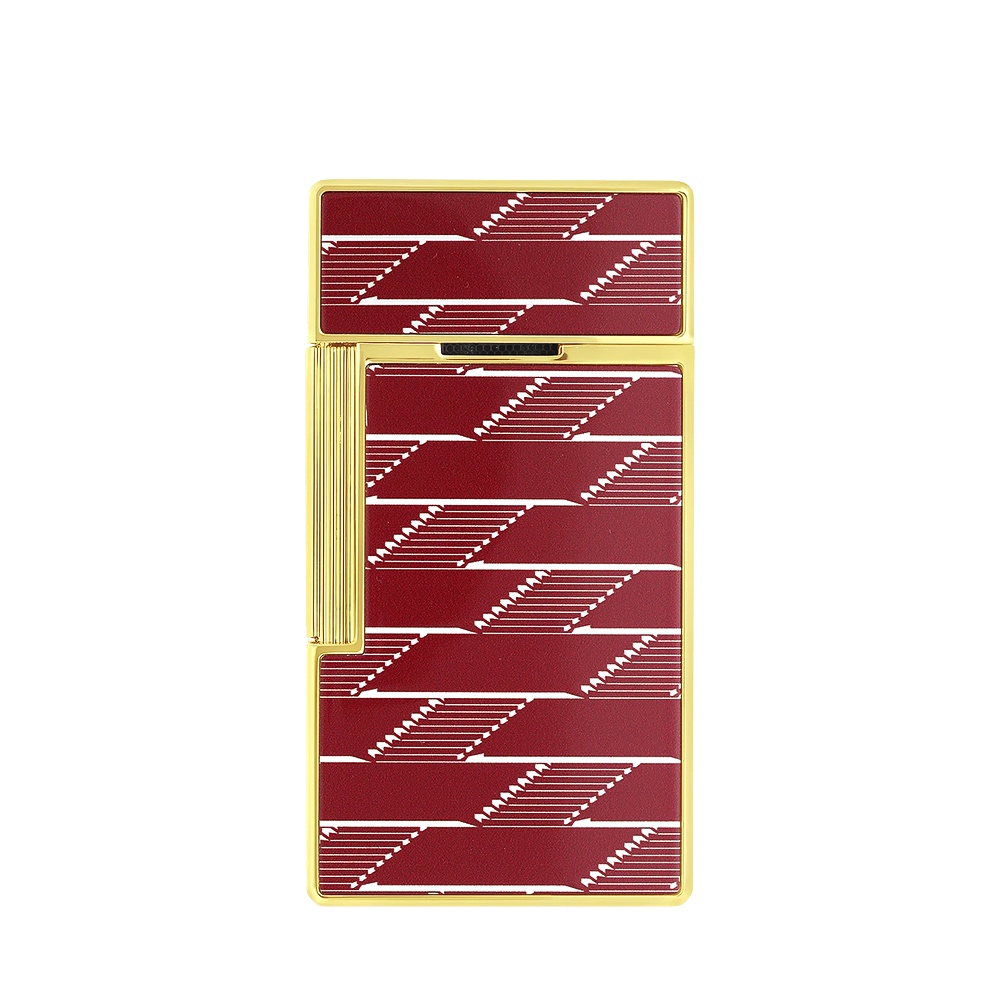 s.t.Dupont 都彭Monogram 1872 Biggy 漆面打火機-酒紅x金 025078B, , large