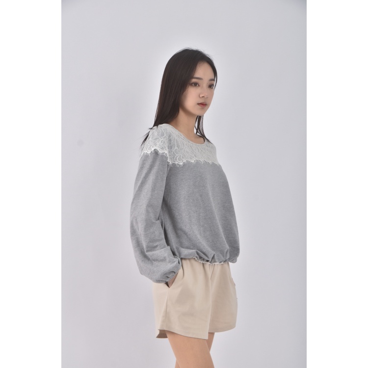(S) 【依庭私服】cumar質感圓領灰色長袖上衣二手衣, , large