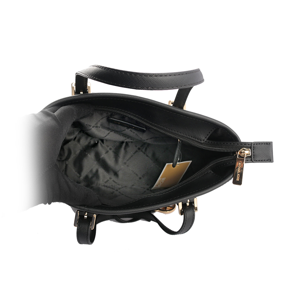 Michael Kors 滿版圓形Logo 塗層帆布小款托特包(黑色), , large