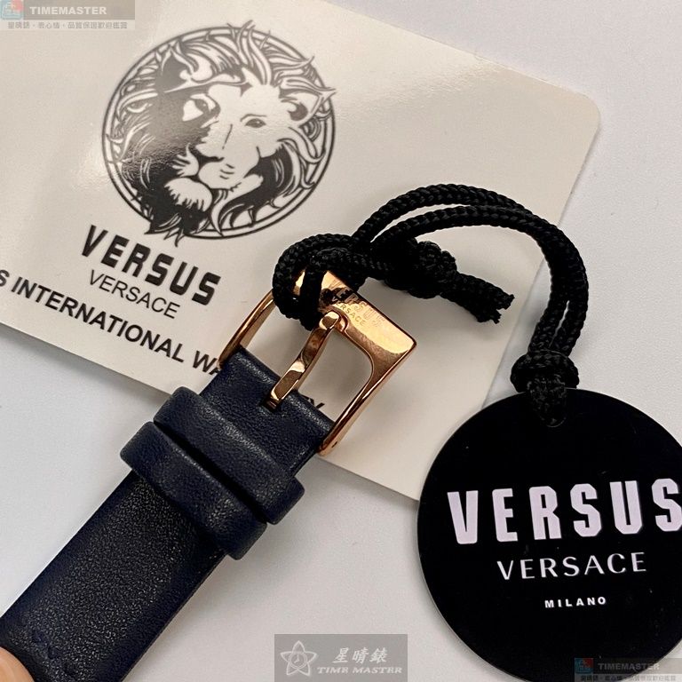 [星晴錶業]VERSUS VERSACE手錶,38mm,VV00356寶藍色錶面玫瑰金錶殼寶藍真皮皮革錶帶款, , large