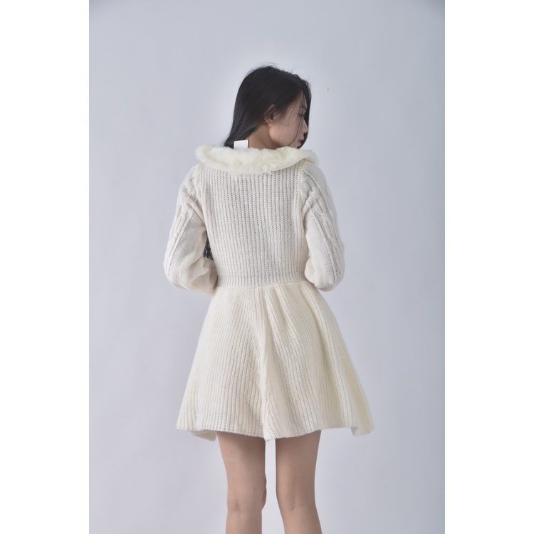 (S) liz lisa毛衣v領白色洋裝二手衣, , large