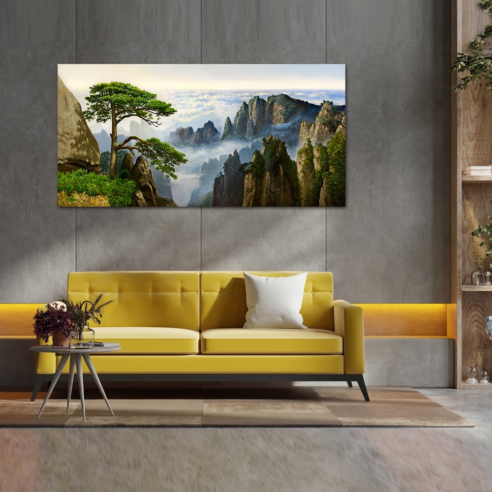 【御畫房】迎客松 國家一級畫師手繪油畫60&times;120cm(VF-139), , large