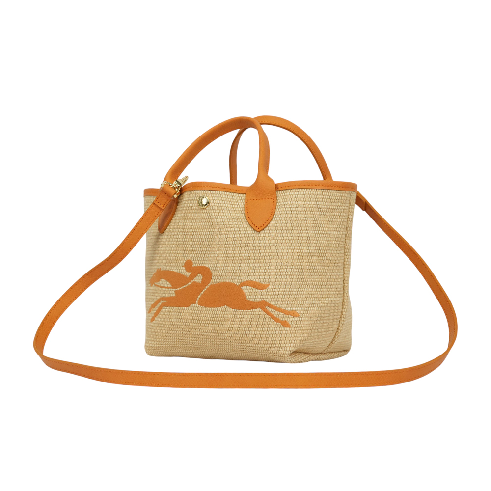 LONGCHAMP S號 LE PANIER PLIAGE 草編二用包/杏桃色, , large