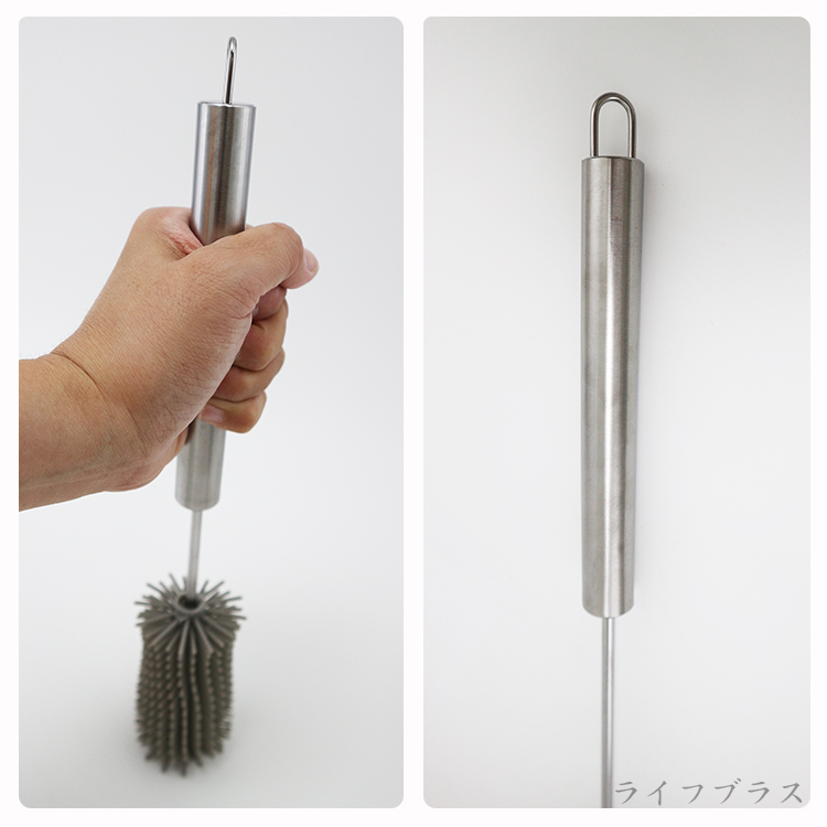 不鏽鋼旋轉式矽膠杯瓶刷-2支, , large