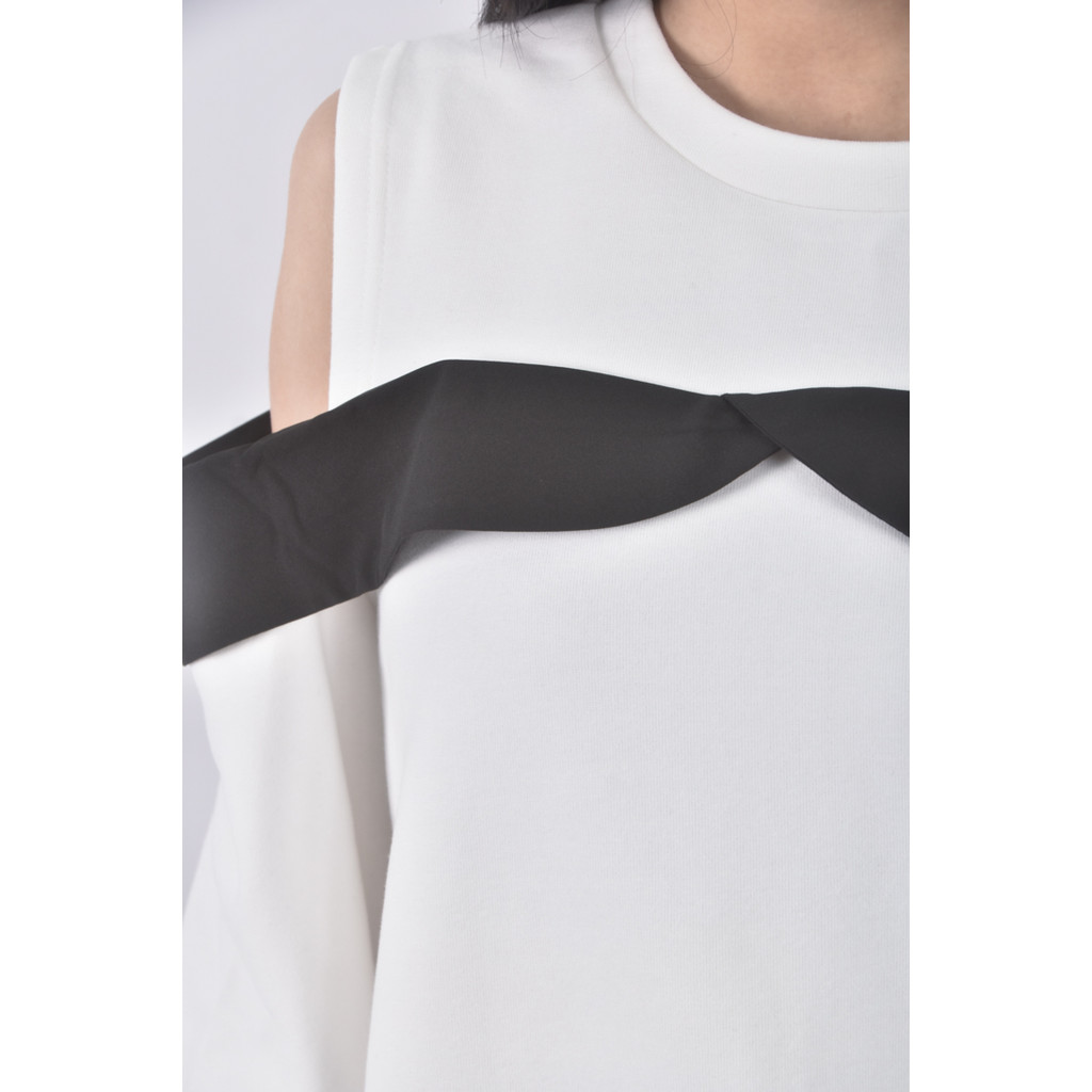 (XL) 挖肩白色長袖上衣二手衣, , large