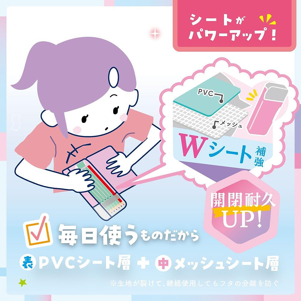 【龍品文創】日本SONIC FD-1046 夢幻風透視耐用筆盒-V蝴蝶紫, , large
