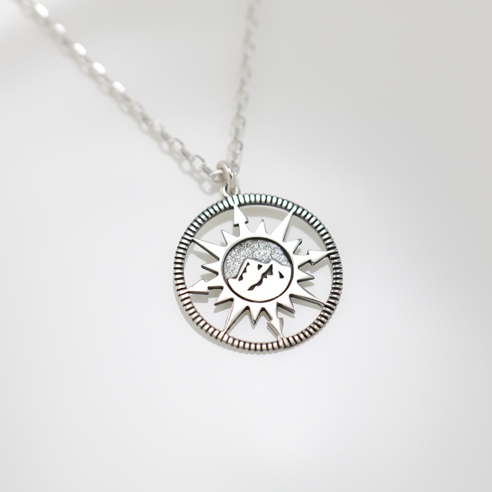 【Angel & Me】向光而行 山岳 羅盤 s925 純銀項鍊 生日 聖誕禮物, , large