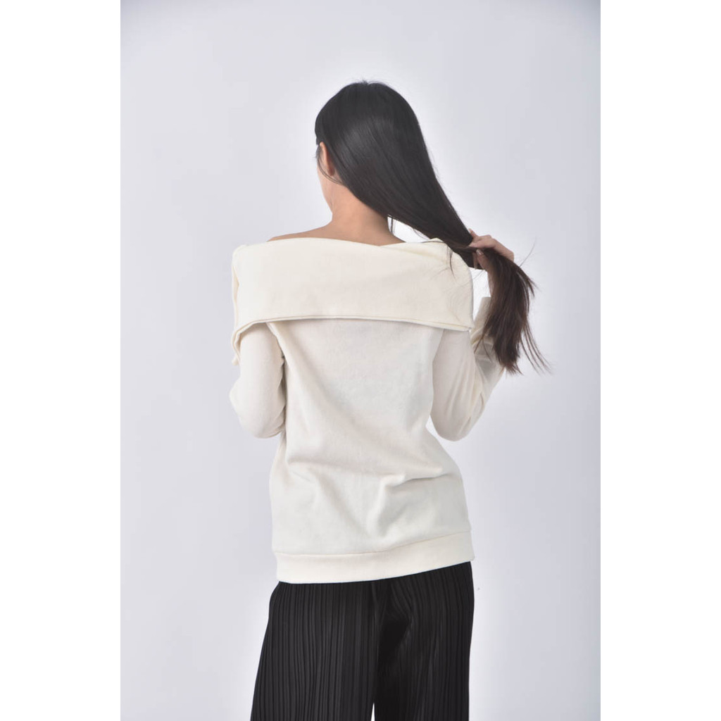 (S) 領口大白色毛衣二手衣, , large