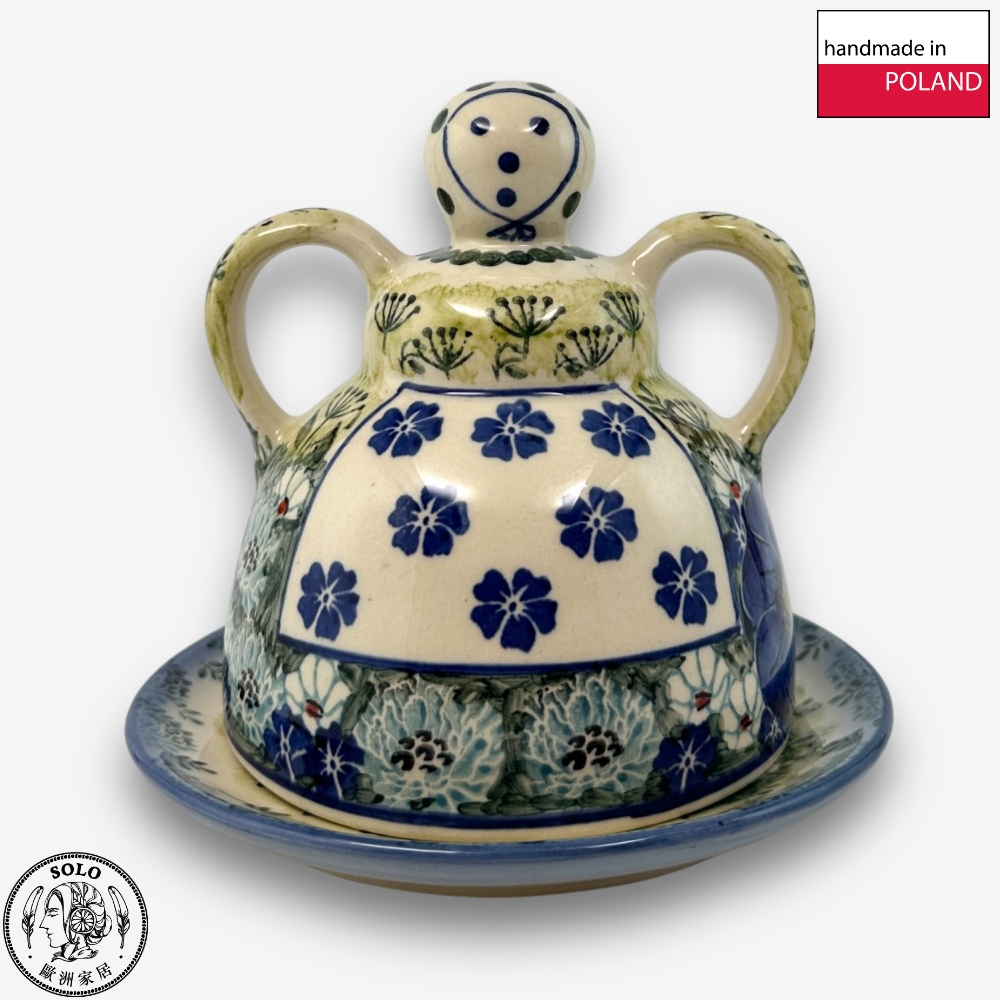 【SOLO歐洲家居】波蘭製 Cerraf 波蘭陶 14cm 起司娃娃 奶油盅/點心盤 藍野芳蹤系列, , large