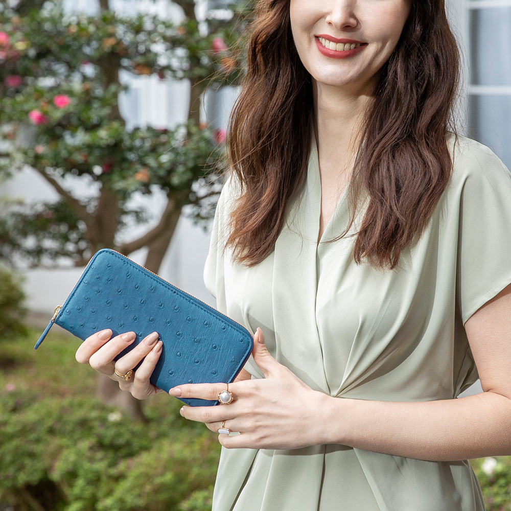 【M2nd】 Ostrich  Zip-around Wallet, , large