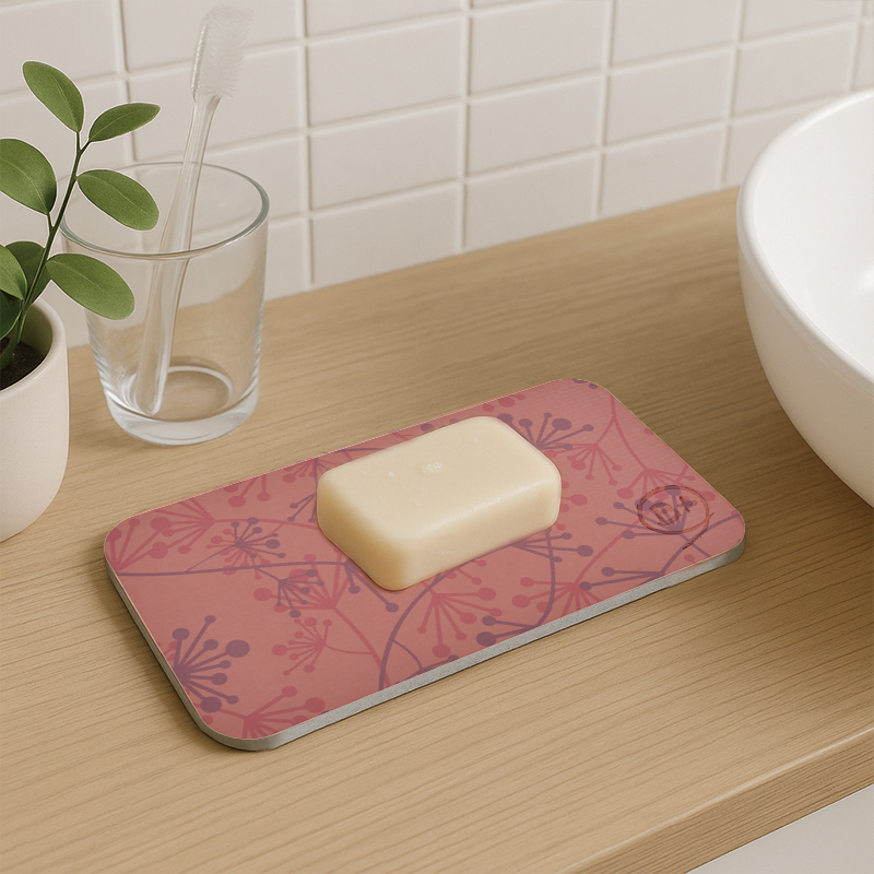 【Monster】 Soft Diatomaceous Earth Soap Dish Absorbent Mat (19x10cm) &ndash; Cloudy Sea Blossom, , large