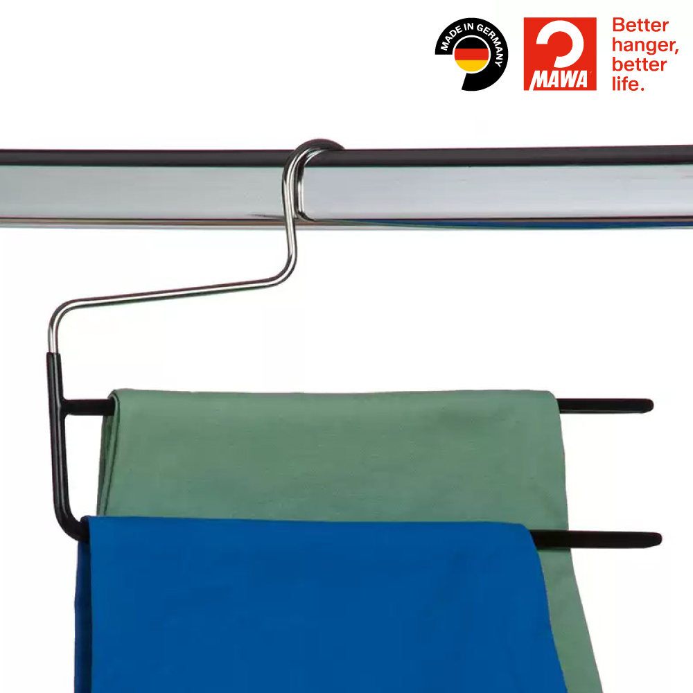 【德國MAWA】德國原裝進口 無痕止滑 多功能雙排褲架33cm 10入/黑, , large