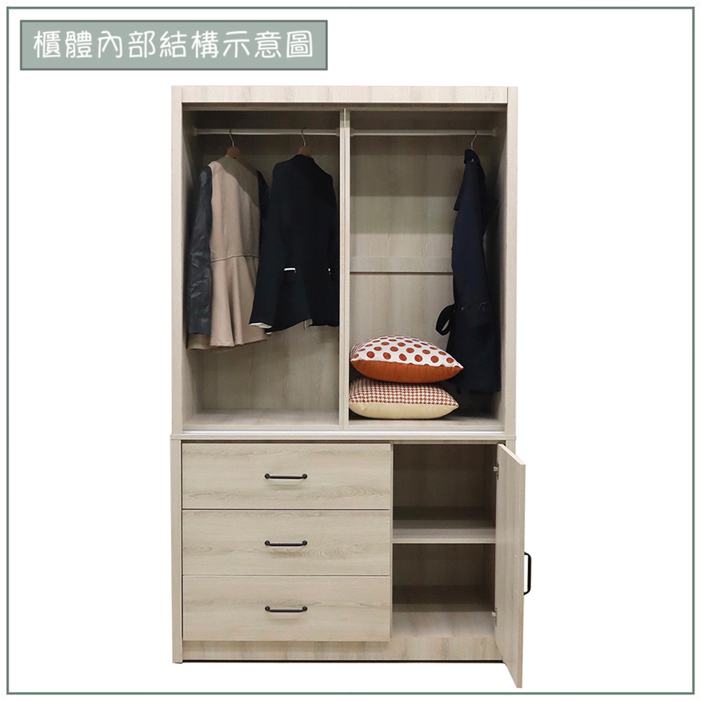 【唯熙傢俱】艾妲橡木白4x7尺衣櫃, , large