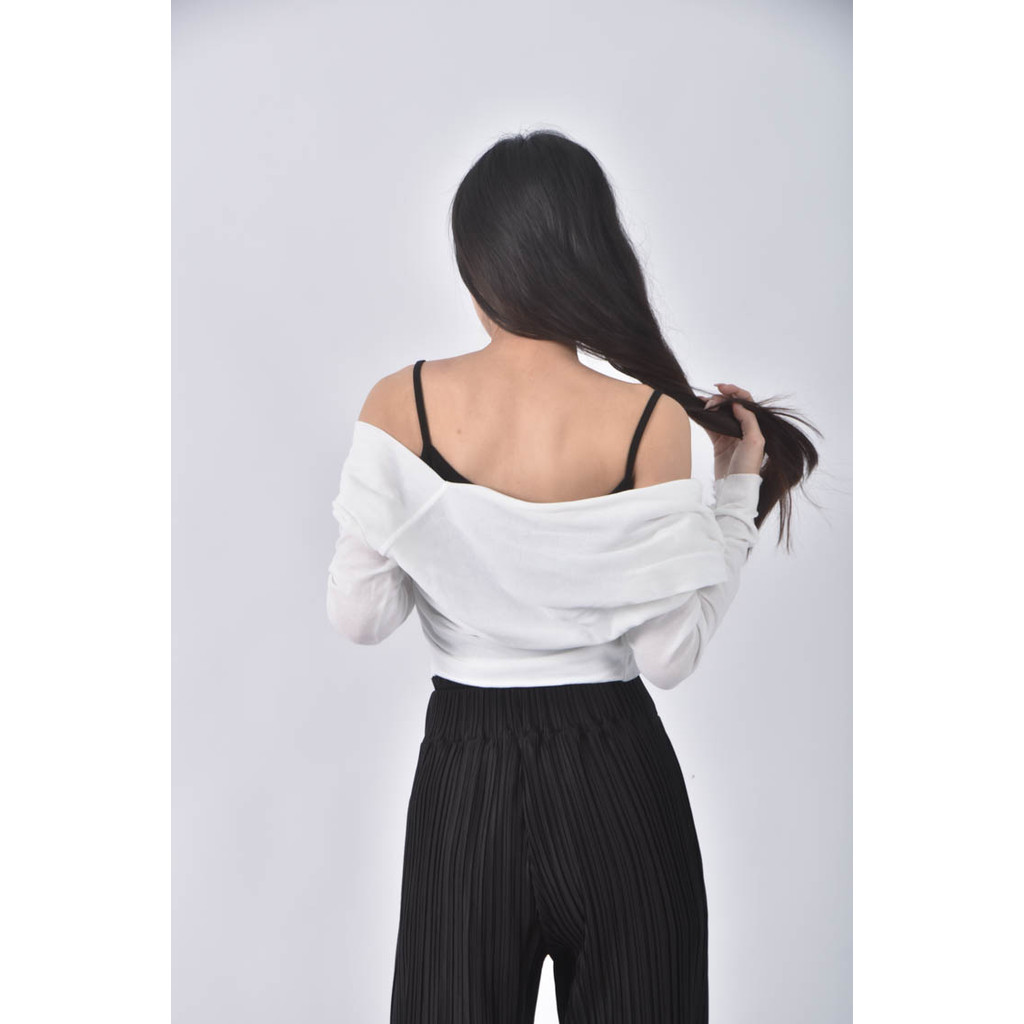 (M) 排扣白色外套二手衣, , large