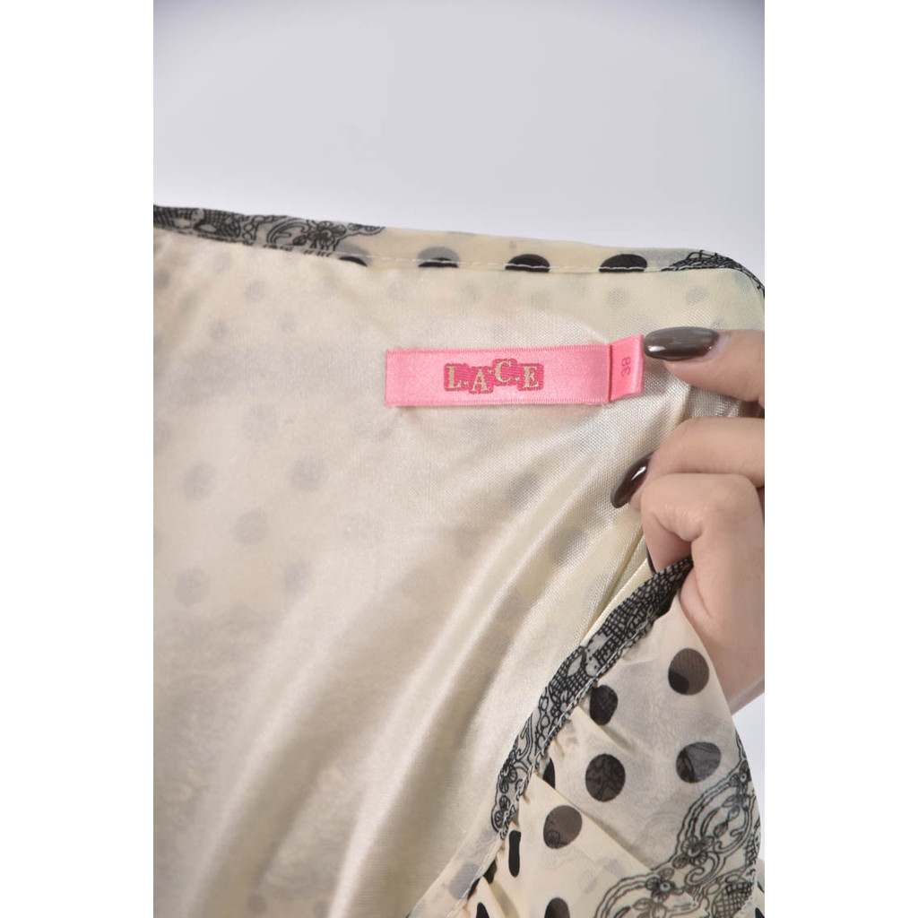 (M) lace點點白色長袖上衣二手衣, , large