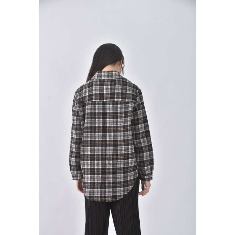 (S) nice ioi排扣格紋黑色長袖上衣二手衣, , large
