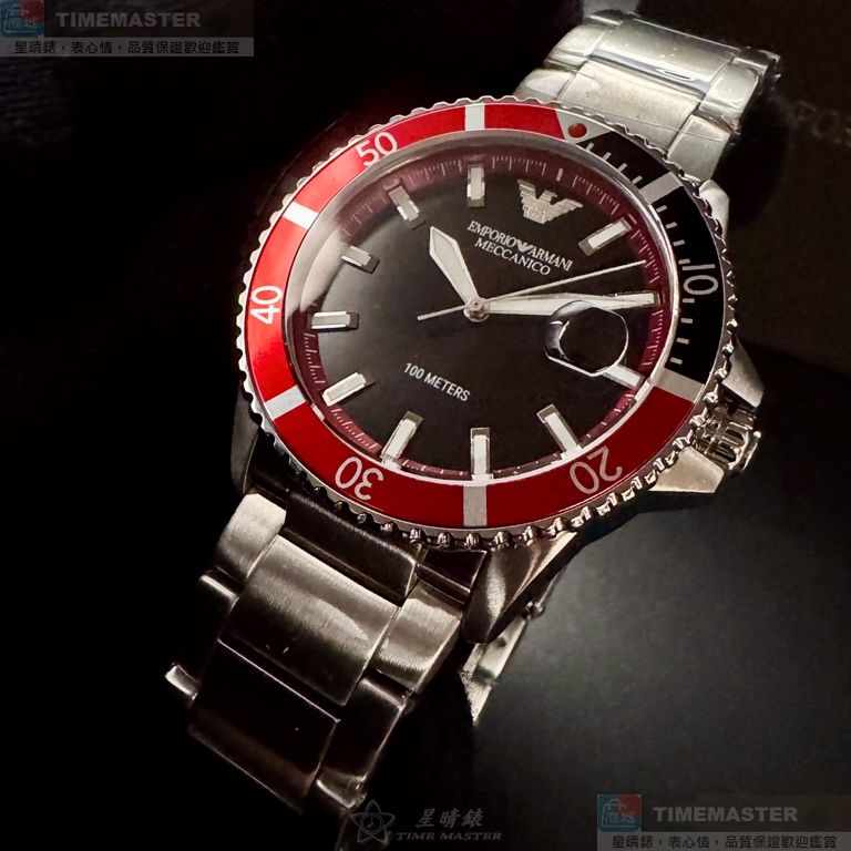 [星晴錶業]ARMANI手錶,42mm,AR00076黑色錶面銀錶殼銀色精鋼錶帶款, , large