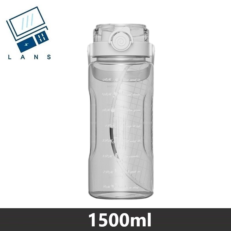 Large-capacity portable water cup, sports water jug, double-mouth high-temperature resistant, straw cup, juice cup, filter cup, water jug 1500ML - white , , large