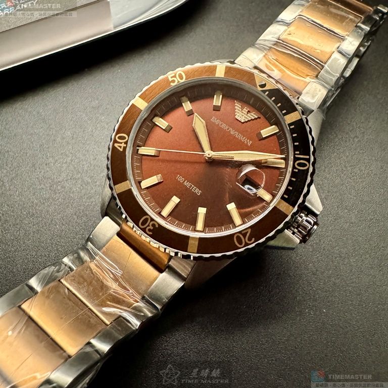 [星晴錶業]ARMANI手錶,42mm,AR00083古銅色錶面古銅色錶殼金銀相間精鋼錶帶款, , large