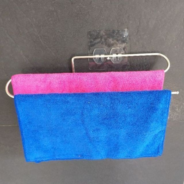 [熊好貼國際]抹布架 台灣製造SGS認證304不鏽鋼 凹凸紋平滑滑面皆可貼 無痕掛勾 毛巾架 廚房抹布架 收納布架, , large