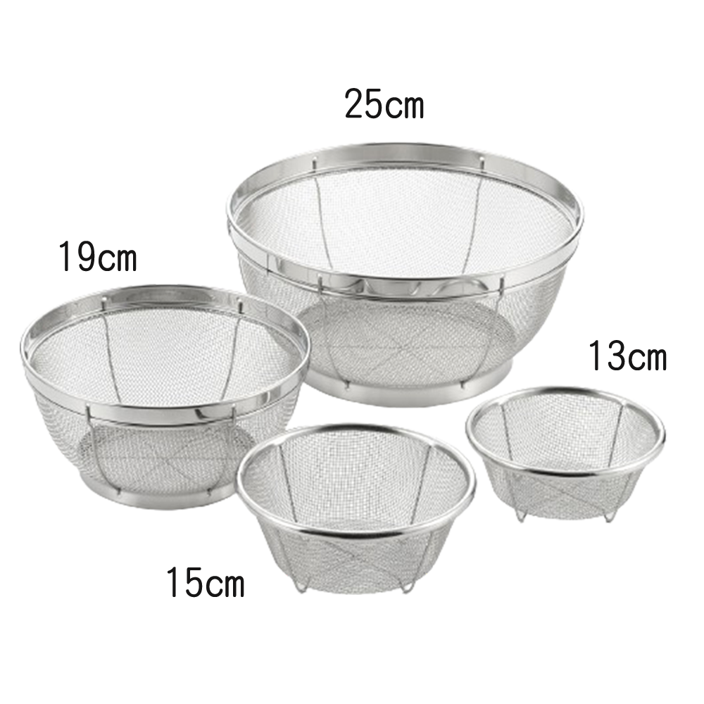 【YOSHIKAWA吉川】日本18-8不鏽鋼MIZKEAD料理濾水藍組1組4入(13/15/19/25cm)SJ3468, , large