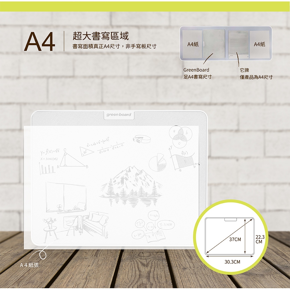 【Green Board】15吋磁性手寫板 2024版 -電動板擦組 局部清除 電紙板 A4畫板 記事板 贈保護套, , large