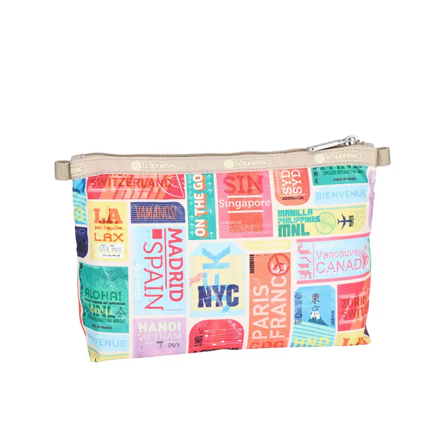 Lesportsac 3-Zip Cosmetic 三層拉鍊化妝包 / 綠色慢旅, , large