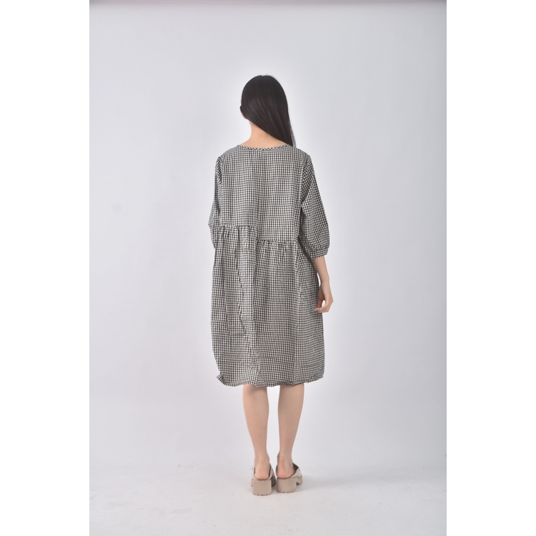 (XL) charliy韓牌質感格紋黑色洋裝二手衣, , large
