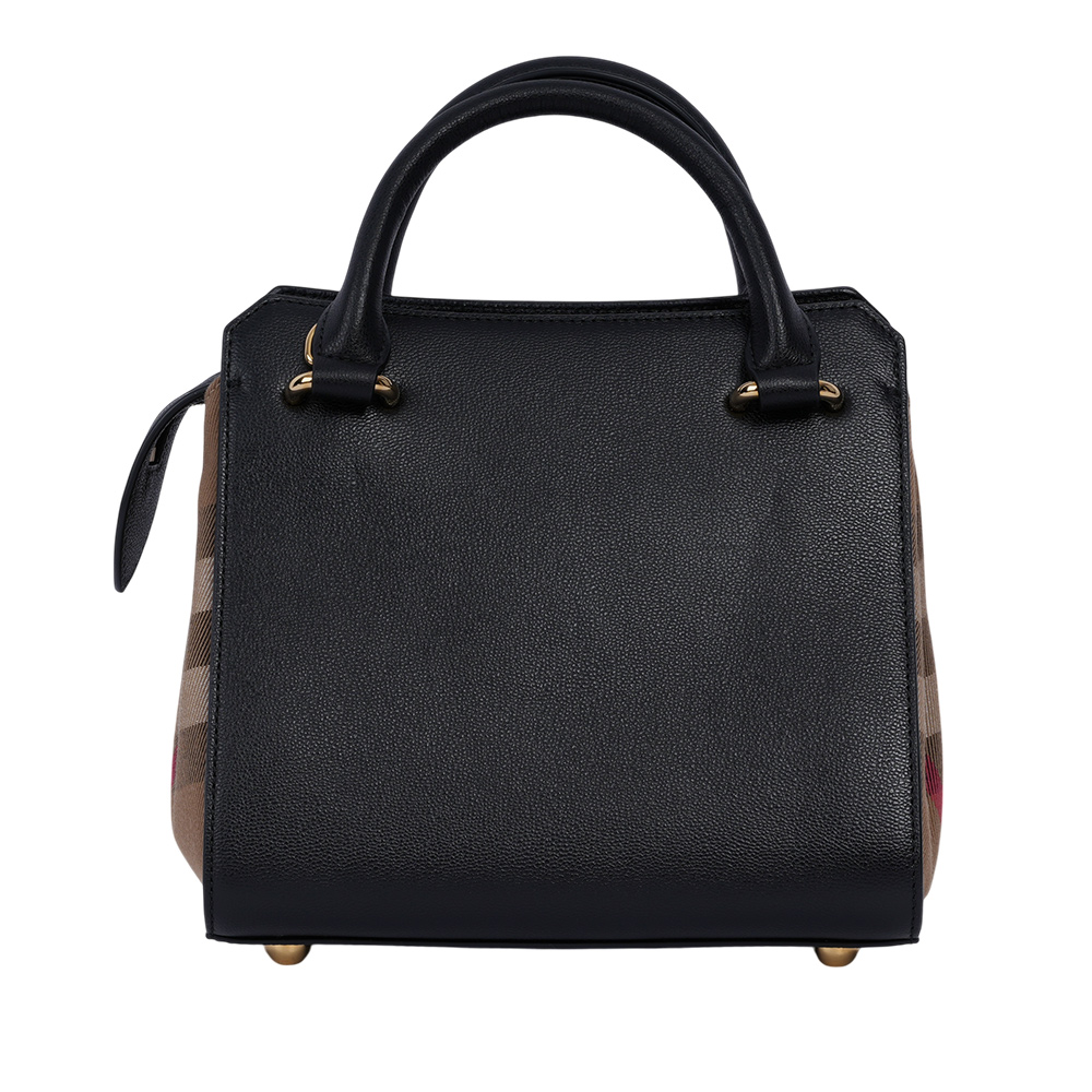 BURBERRY Banwell 帆布及牛皮手提/斜背迷你二用包/黑色/棕色, , large
