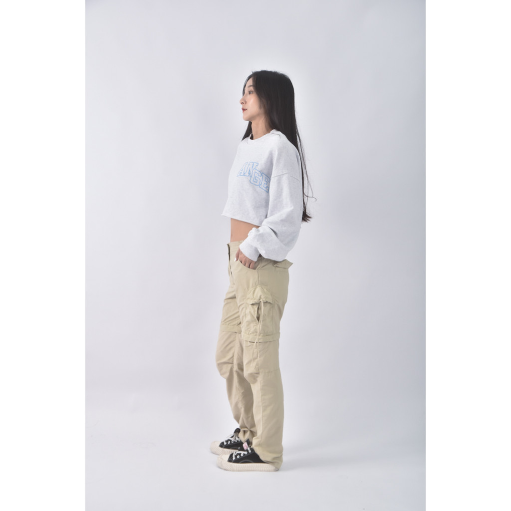 (S) traveler高腰工裝杏色長褲二手衣, , large