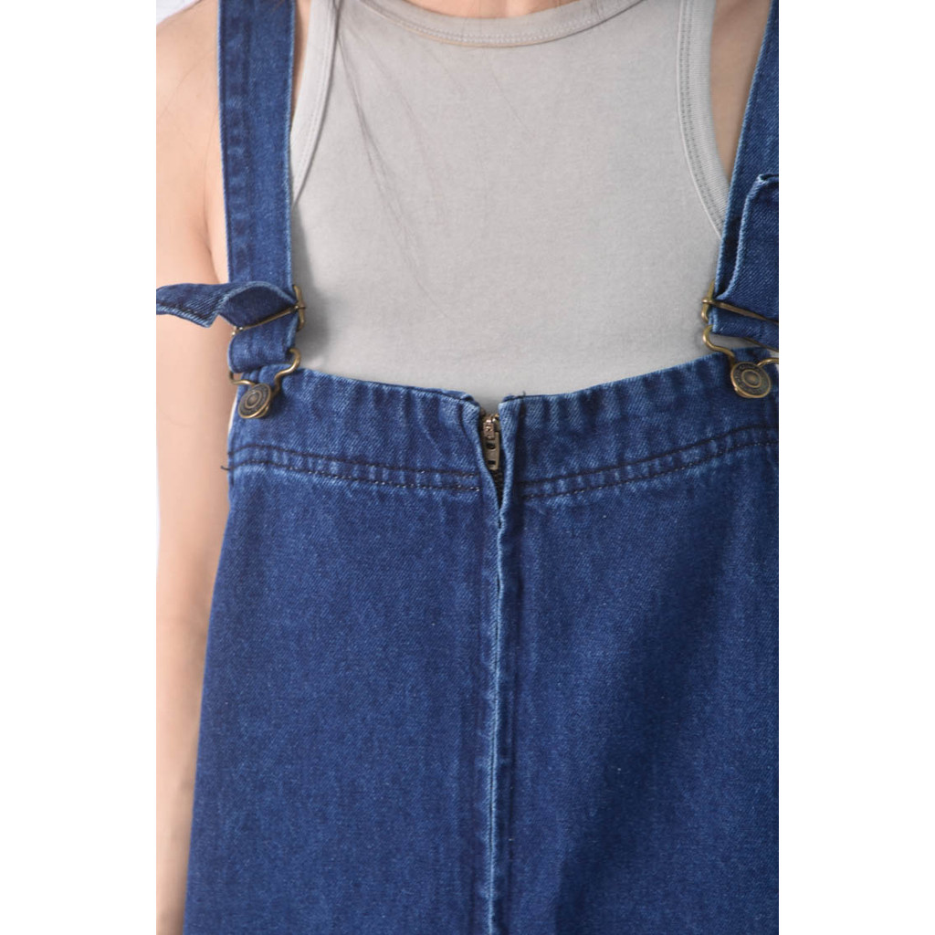 (4XL（含）以上) urban research doors高腰吊帶丹寧牛仔寬版藍色長褲二手衣, , large