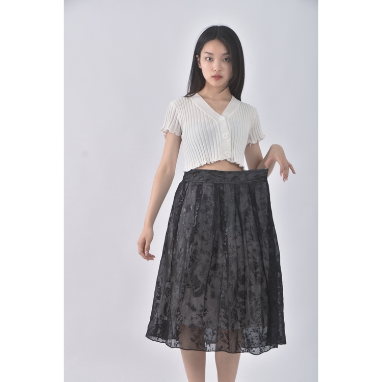 (XL) fan chi質感網紗黑色長裙二手衣, , large