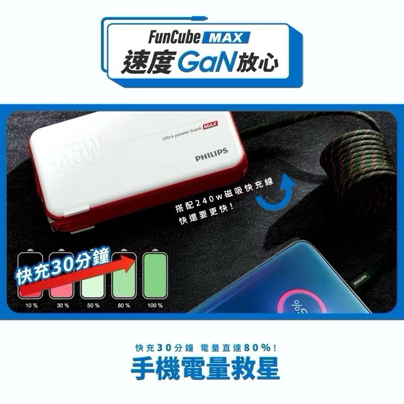 【Leo手機周邊專賣店】PHILIPS飛利浦   急速快充多合一行動電源 / DLP6350CW/96, , large