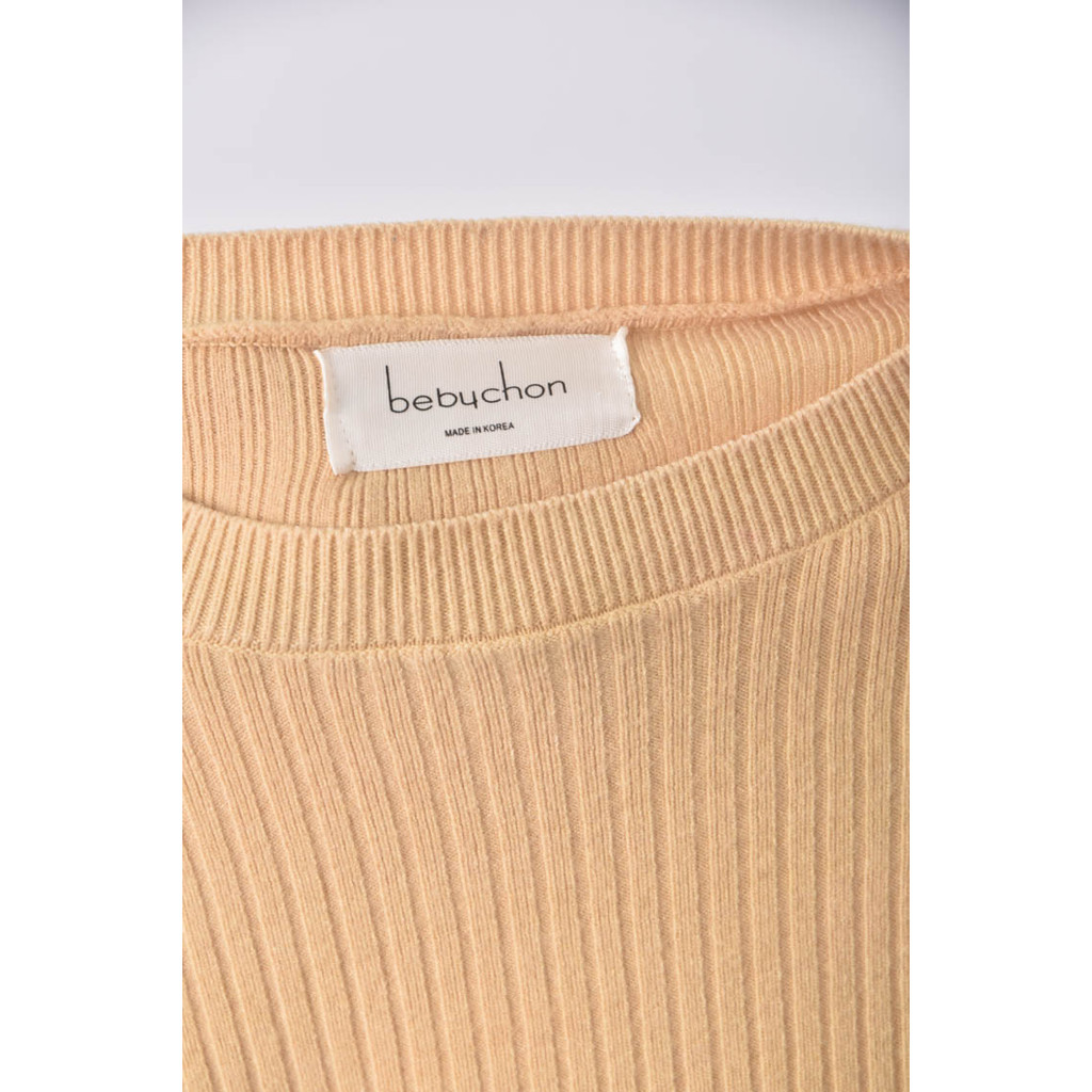 (S) bebuchon針織圓領黃色短袖上衣二手衣, , large