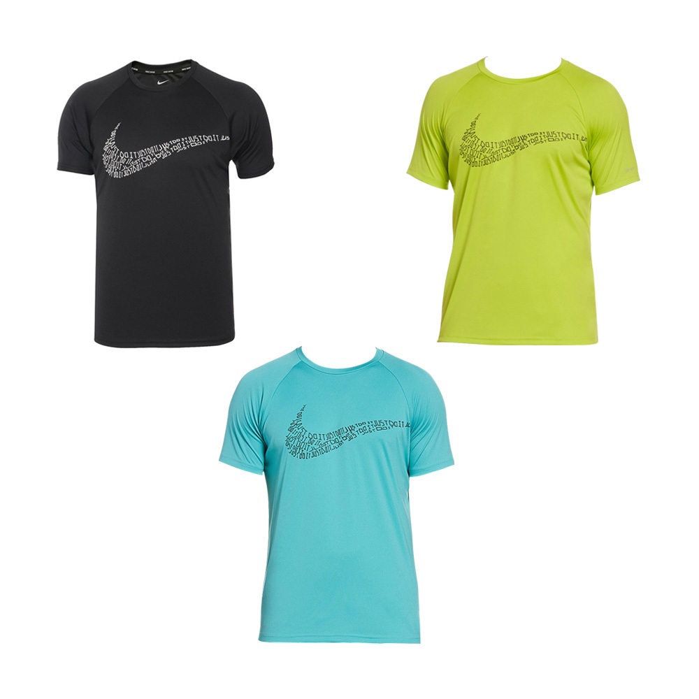 NIKE JDI SWOOSH 成人男性短袖防曬衣 健身 戶外運動 吸汗 乾爽 透氣 彈性 舒適 抗UV 黑 亮綠 藍綠
