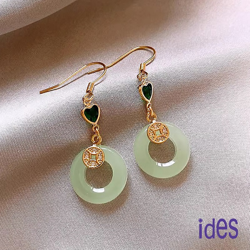 [ides愛蒂思] 輕珠寶東方系列玉髓耳環/錢幣平安扣, , large