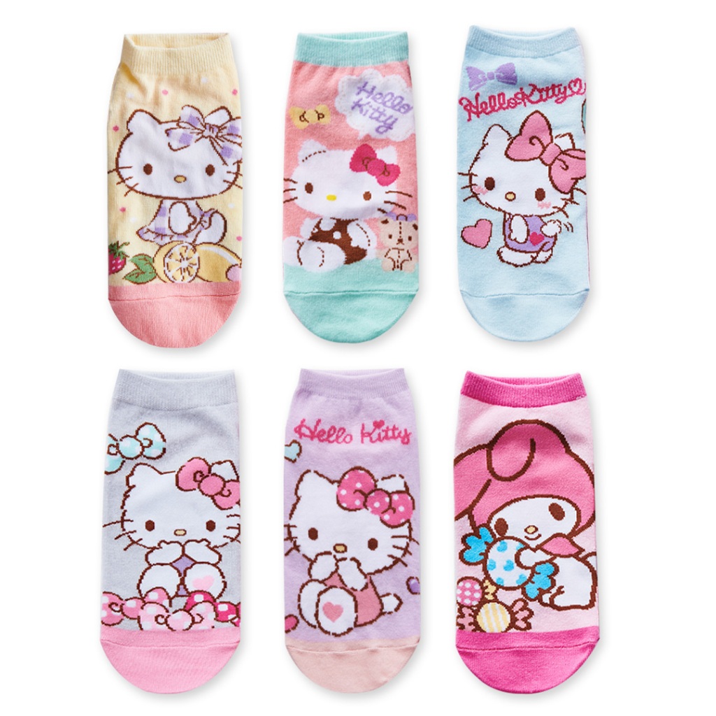 Sanrio 三麗鷗 KITTY 美樂蒂直版襪 兒童短襪 台灣製童襪 MM-A538 KT-A647 【旺達棉品】, , large