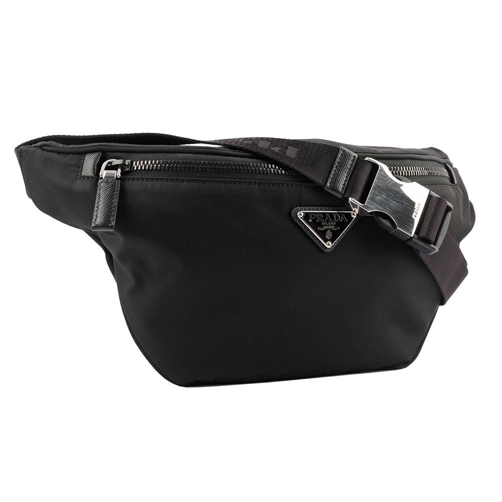 PRADA 三角牌Logo 尼龍腰包/黑色, , large