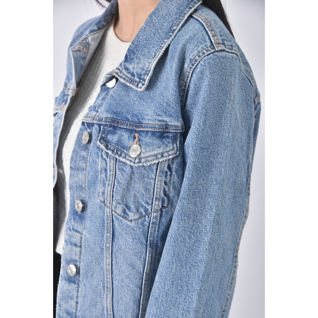 (S) 【金莎私服】zara丹寧牛仔質感棉質藍色外套二手衣, , large