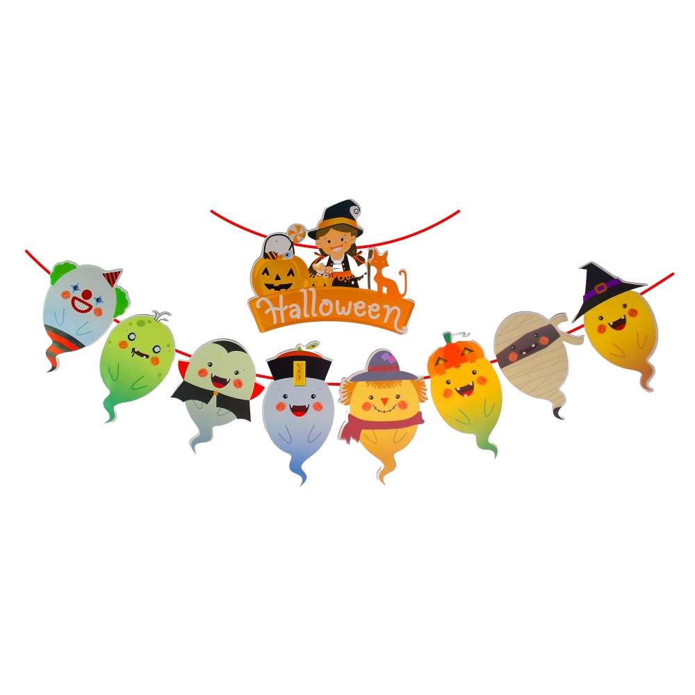 摩達客★萬聖節派對佈置裝飾★萬聖節搗蛋鬼幽靈拉旗, , large