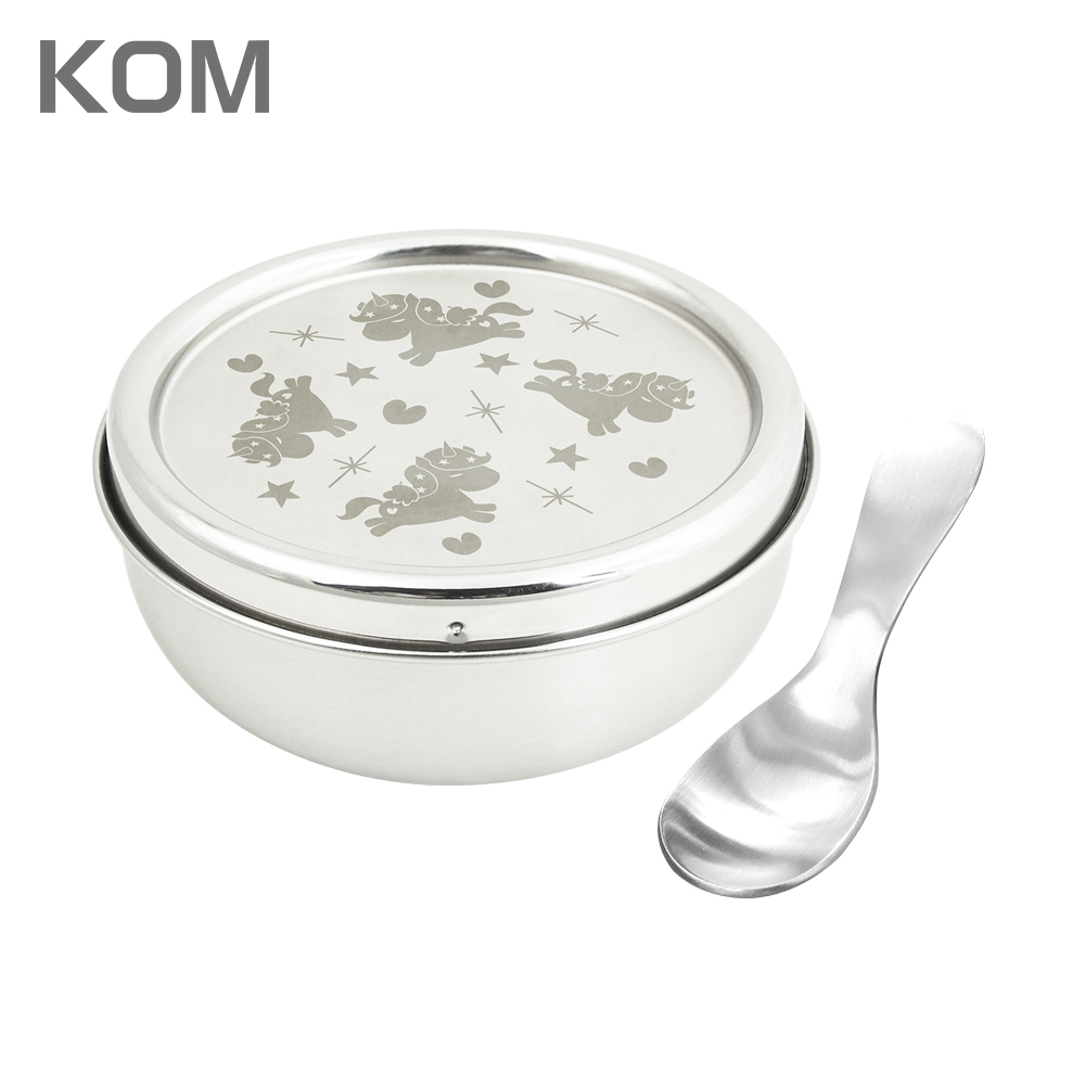 【KOM】台灣製316不鏽鋼兒童隔熱碗/附湯匙(幼兒園指定不鏽鋼兒童碗), , large