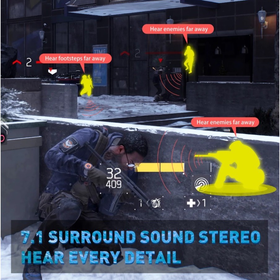 EKSA E1000 7.1環繞聲電競耳麥(黑綠), , large