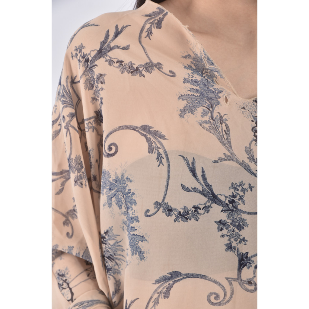 (XL) 紡紗花紋棕色長袖上衣二手衣, , large