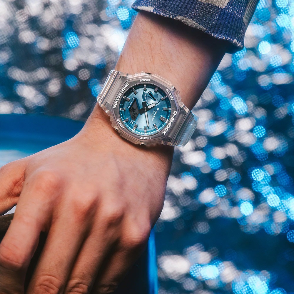 CASIO 卡西歐 G-SHOCK 半透明感 金屬蒸鍍工藝 雙顯電子錶 手錶 GA-2100BM-7A2, , large