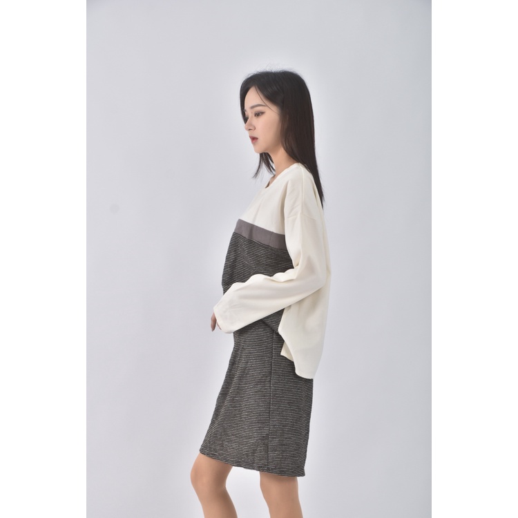 (XL) 【德馨私服】w ida韓牌質感棉質拼接杏色洋裝二手衣, , large