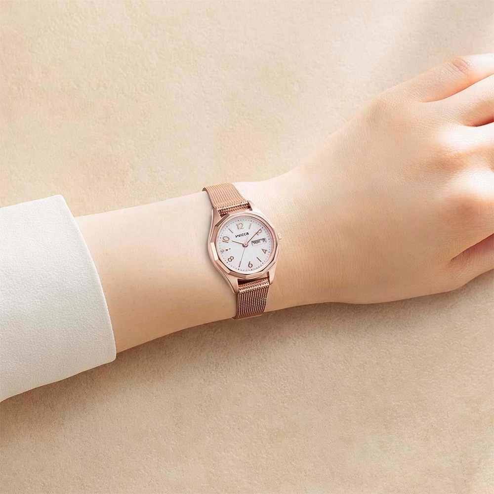 CITIZEN 星辰 Wicca 太陽能日曆米蘭帶女錶-26.5mm KH3-568-15, , large
